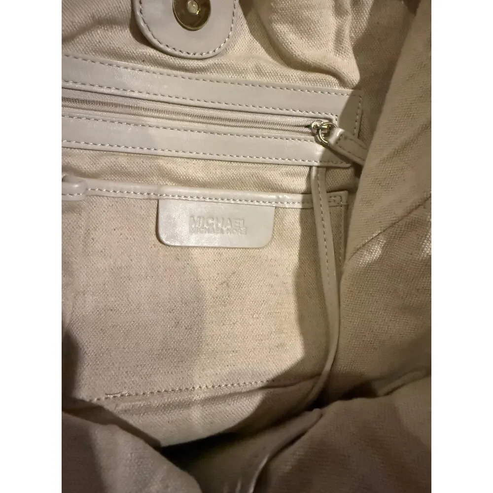 Michael Kors Straw Shoulder Bag White Gold Summer Handbag